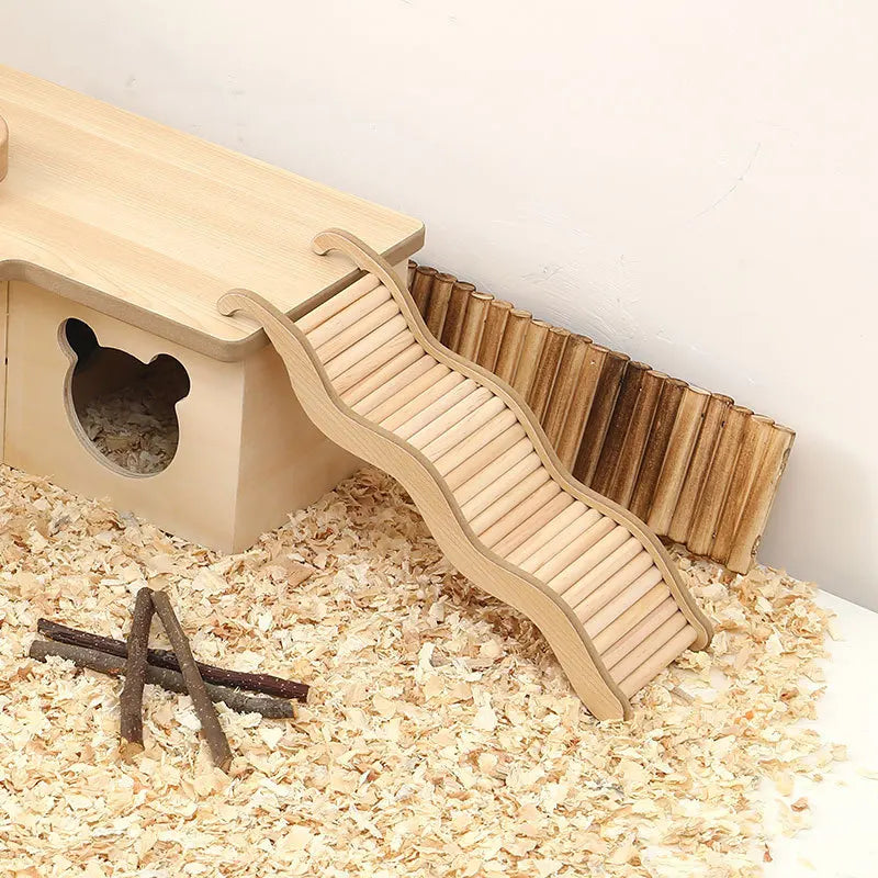 1PC Wooden Wave Staircase Hamster Toy Pet Supplies Cage Decor