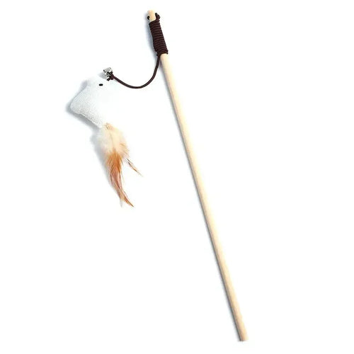 1PC Teaser Feather Toys Kitten Funny Colorful Rod Cat Wand Toys Wood