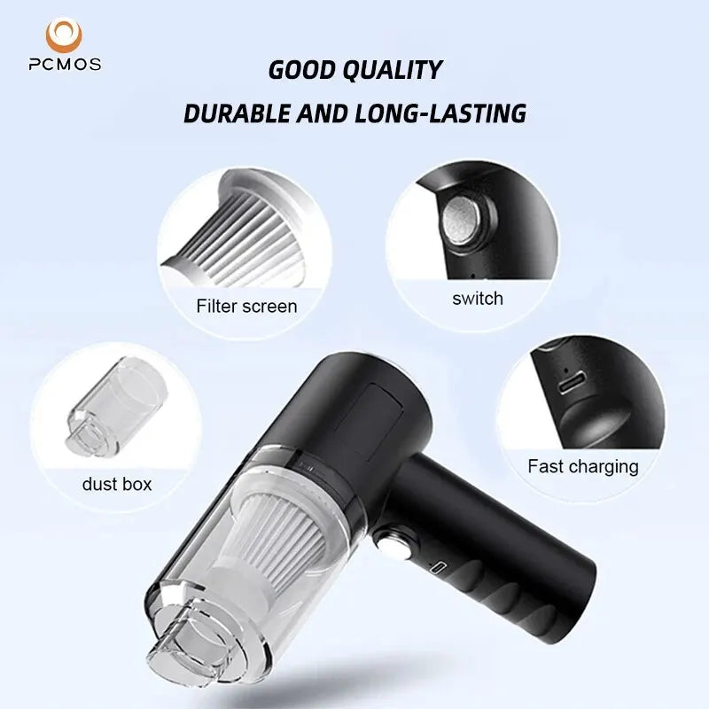 PCMOS 1PC Wireless Vacuum Cleaner Dual Use for Home and Car 120W High