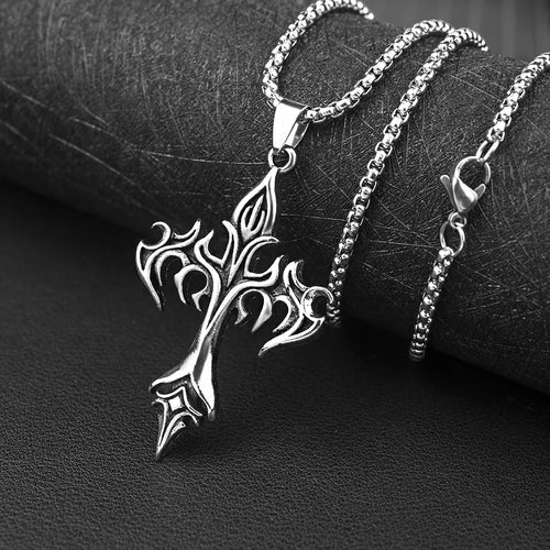 ZAKOL Hip Hop Cross Pendant Necklace Unique Design Stainless Steel