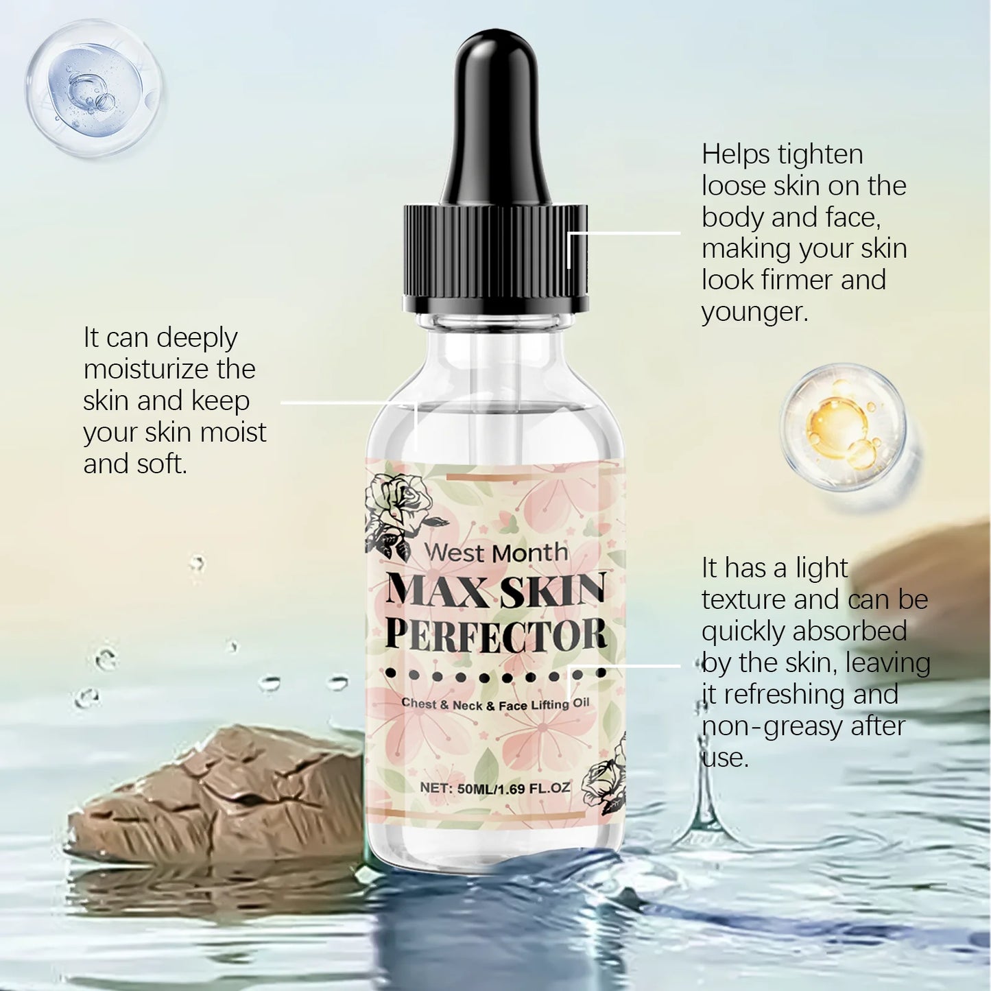 WEST MONTH Chest Neck Face Lifting Oil Efficient Nourishment Deeply