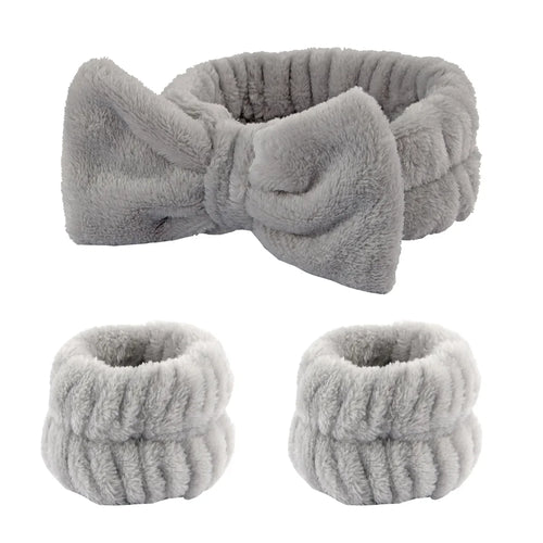 3Pcs Spa Headband Wristband for Washing Face Microfiber Makeup Towel