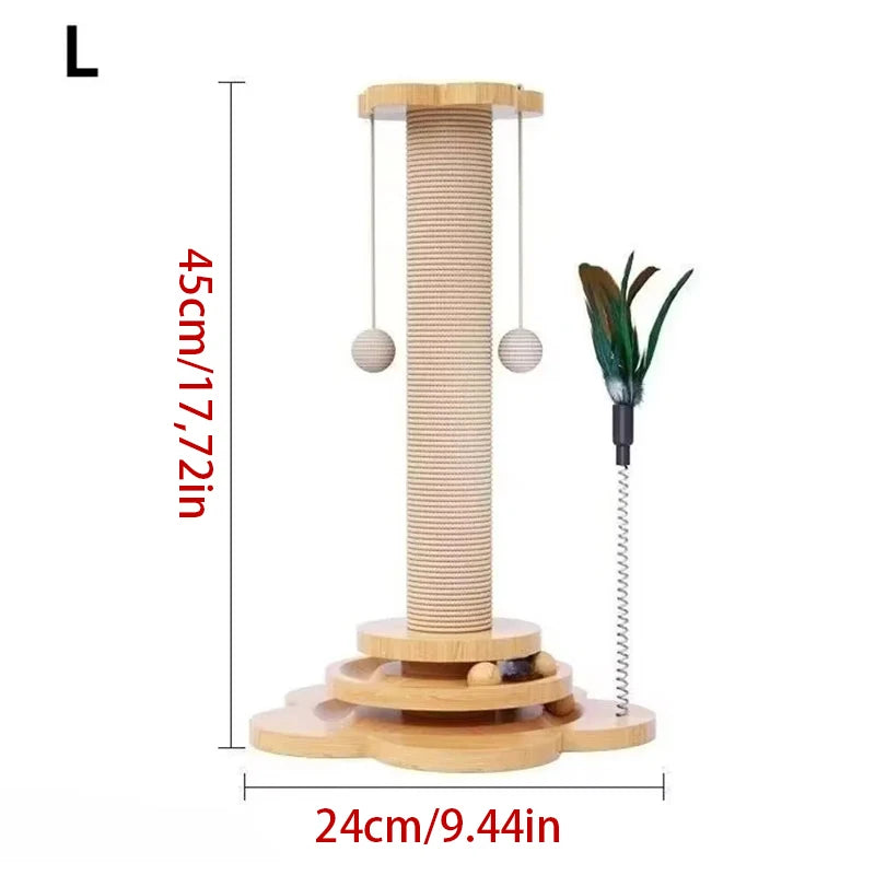 Pet Cat Toy Solid Wood Cat Turntable Funny Cat Stick Balls Durable