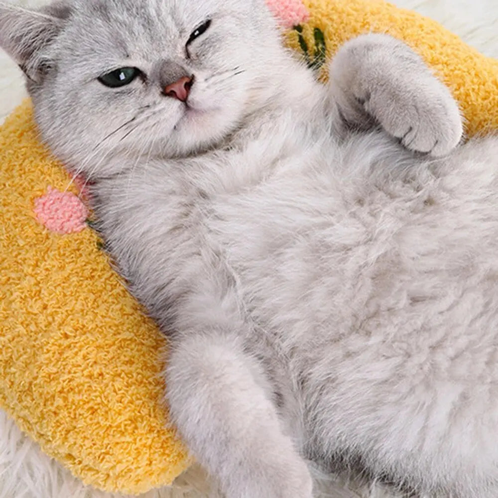 1PC Little Pillow for Cats, Ultra Soft Fluffy Pet Calming Toy Half