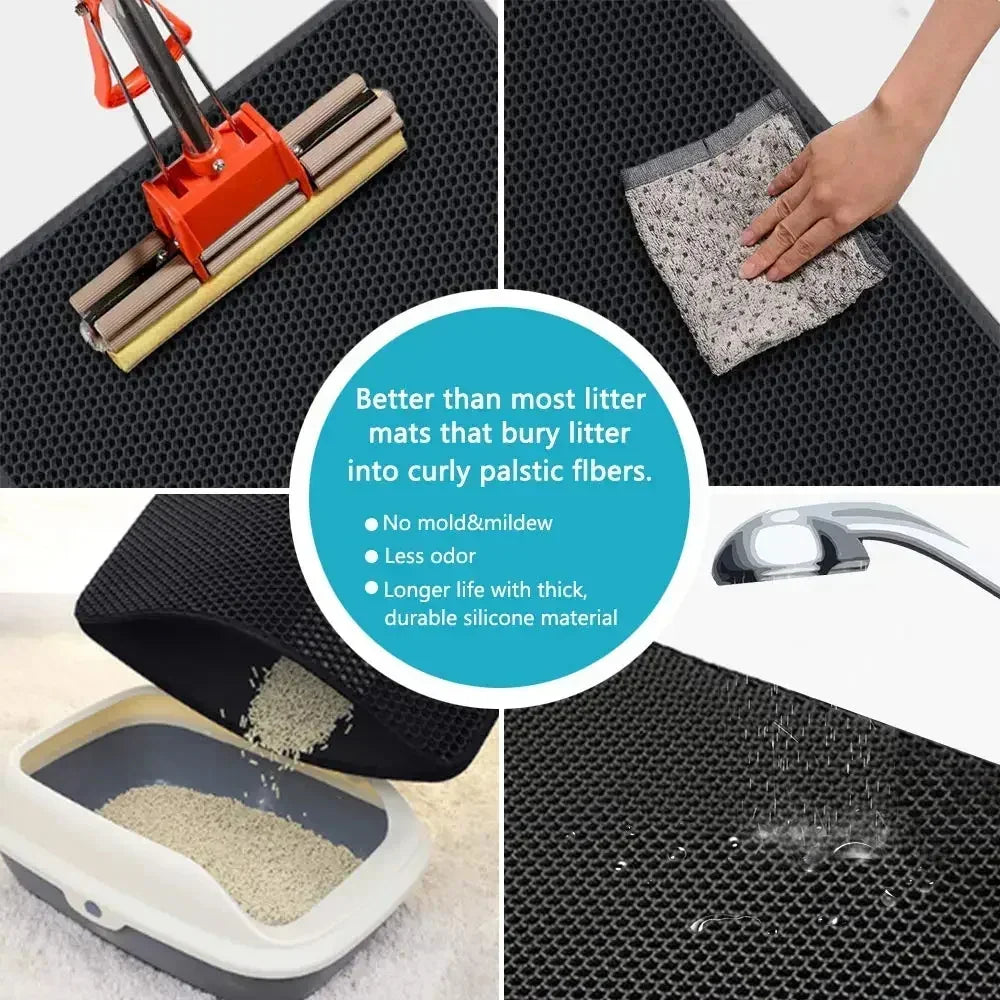 Cat Litter Mat Non Slip Big Pet Litter Box Filter Mat Double Layer