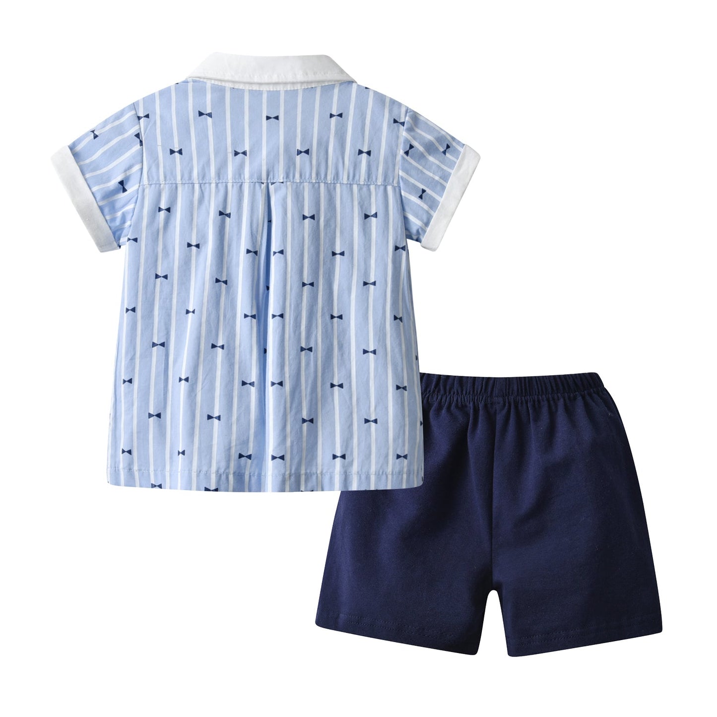 Baby Boy Bow-Tie Print Top Combo Solid Short Pants In Sets