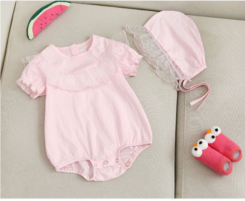 Baby Girl 1pcs Solid Color Polka Dot Graphic Mesh Patchwork Crotch