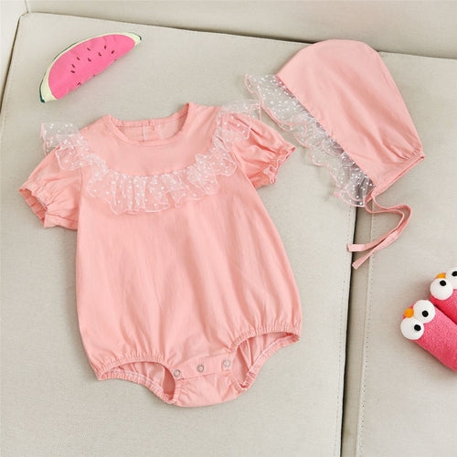 Baby Girl 1pcs Solid Color Polka Dot Graphic Mesh Patchwork Crotch
