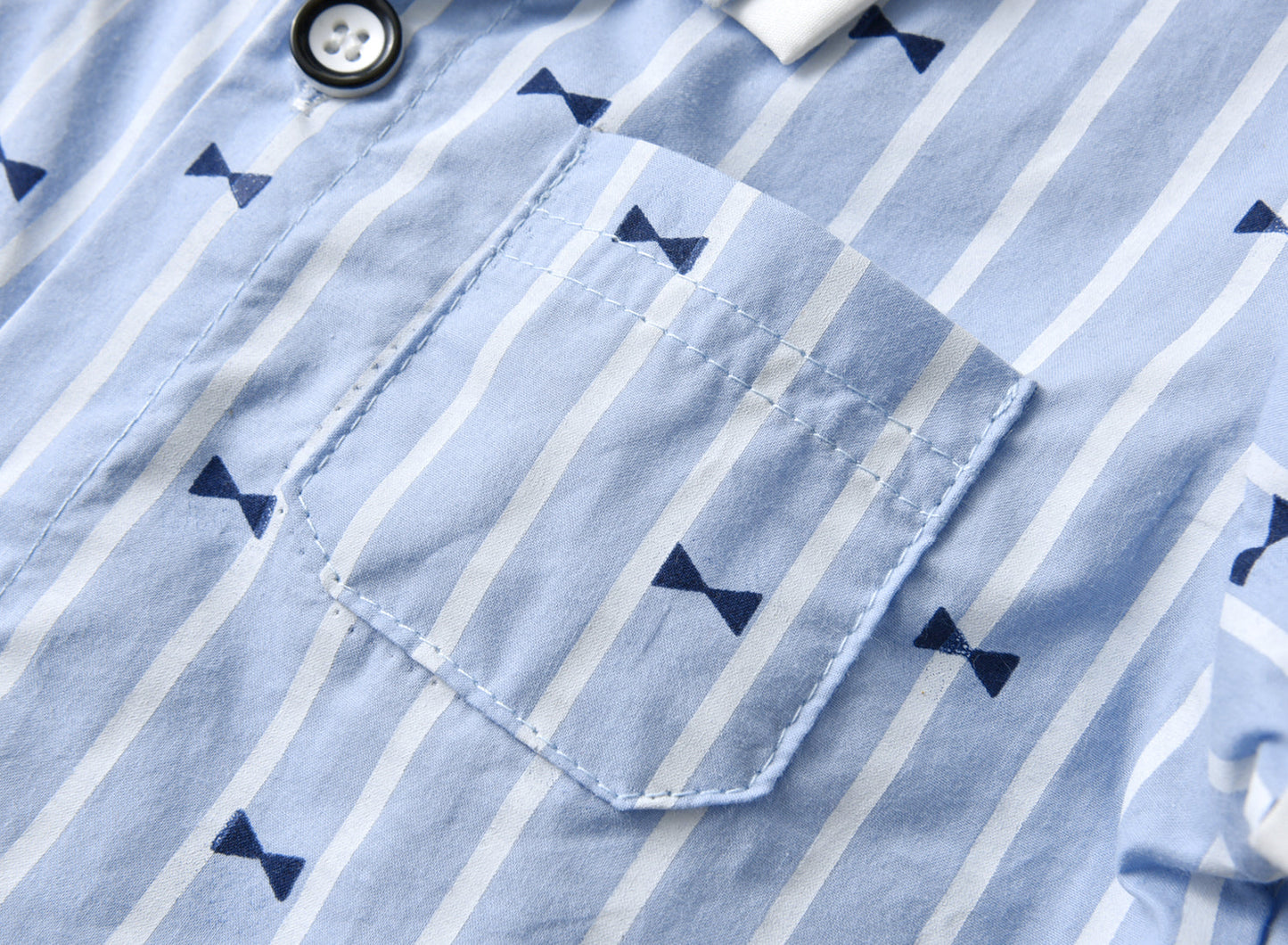Baby Boy Bow-Tie Print Top Combo Solid Short Pants In Sets