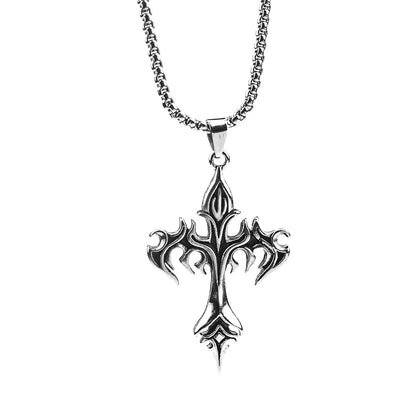 ZAKOL Hip Hop Cross Pendant Necklace Unique Design Stainless Steel