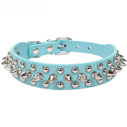 Adjustable Leather Pet Dog collar Neck Strap Supplies PU Leather Punk