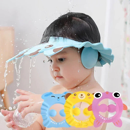 Baby Shower Soft Cap Adjustable Hair Wash Hat for Kids Ear Protection