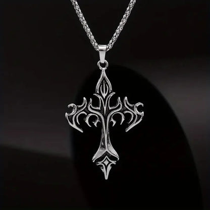 Stainless Steel Necklace Flame Retro Cross Titanium Steel Casting Men