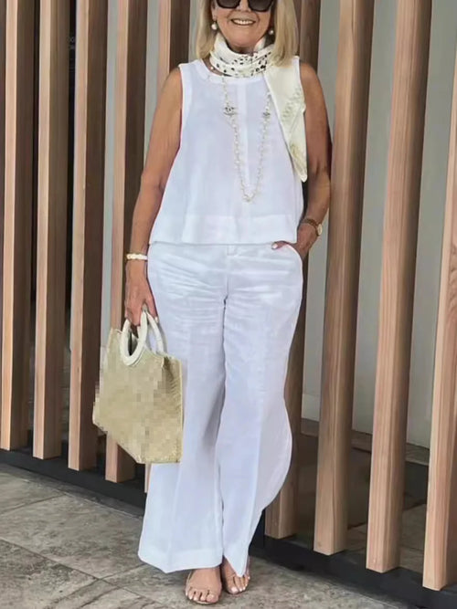 Conjuntos Para Mujeres 2 Piezas Outfit Linen Cotton Clothing Loose