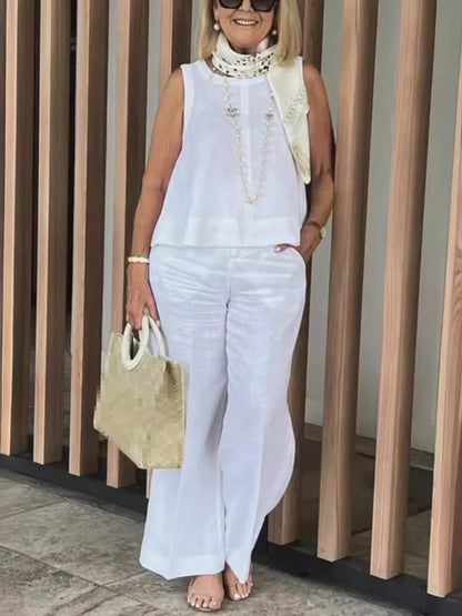 Conjuntos Para Mujeres 2 Piezas Outfit Linen Cotton Clothing Loose