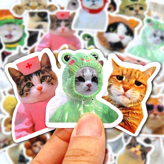 10/50/100pcs Funny Cat Stickers Cartoon Cute Decals Toy Stationery