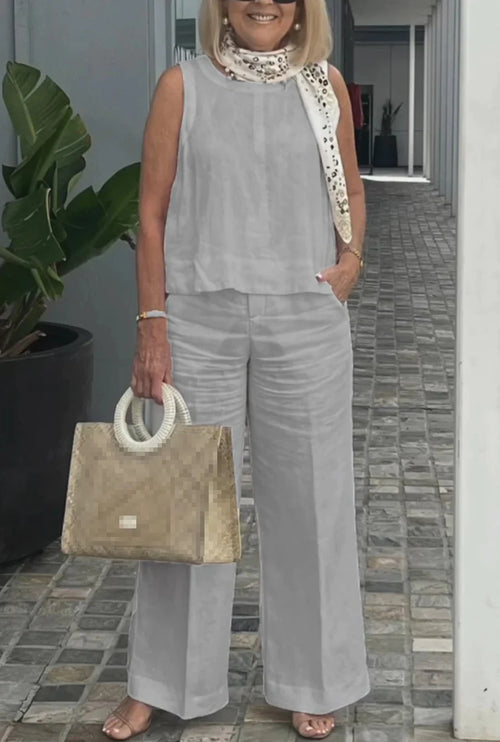 Conjuntos Para Mujeres 2 Piezas Outfit Linen Cotton Clothing Loose