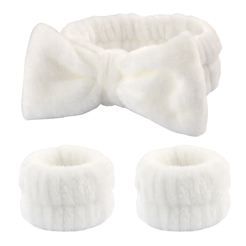 3Pcs Spa Headband Wristband for Washing Face Microfiber Makeup Towel