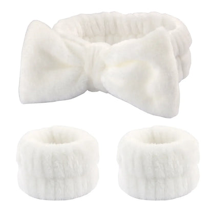 3Pcs Spa Headband Wristband for Washing Face Microfiber Makeup Towel