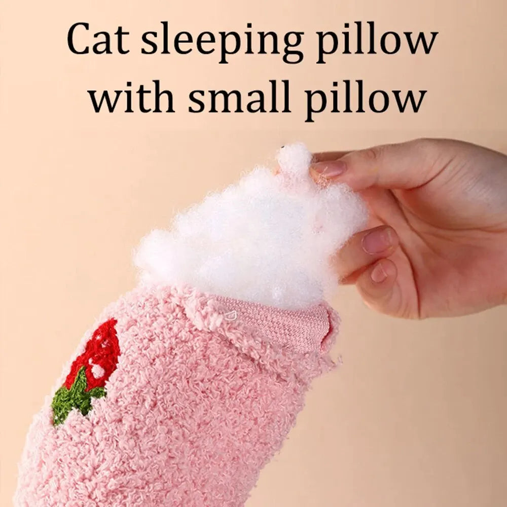 1PC Little Pillow for Cats, Ultra Soft Fluffy Pet Calming Toy Half