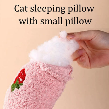 1PC Little Pillow for Cats, Ultra Soft Fluffy Pet Calming Toy Half