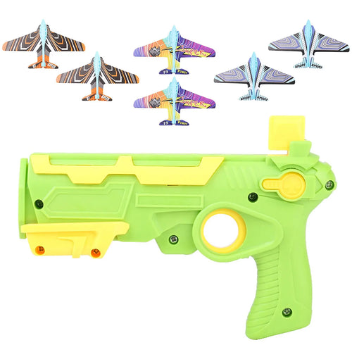 HOT！Airplane Launcher Bubble Catapult With 6 Small Plane Toy Funny