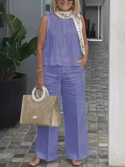 Conjuntos Para Mujeres 2 Piezas Outfit Linen Cotton Clothing Loose