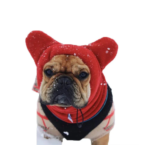 Cute Dog's Fleece Bat Hat Soft Warm Adjustable French Bulldogs Winter