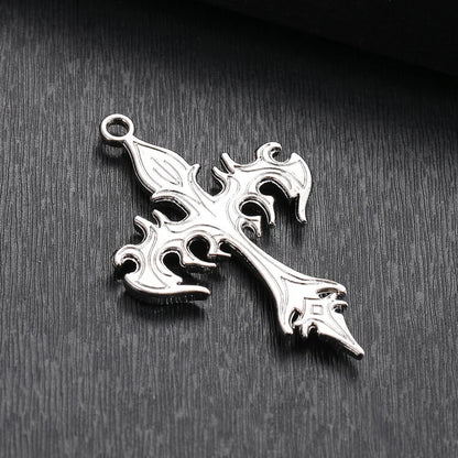 Stainless Steel Necklace Flame Retro Cross Titanium Steel Casting Men
