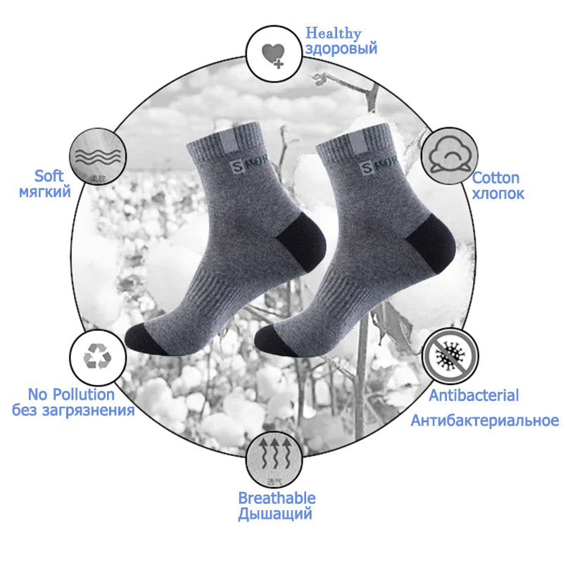 5 Pairs Men Bamboo Fiber Autumn Winter Men Socks Breathable Cotton