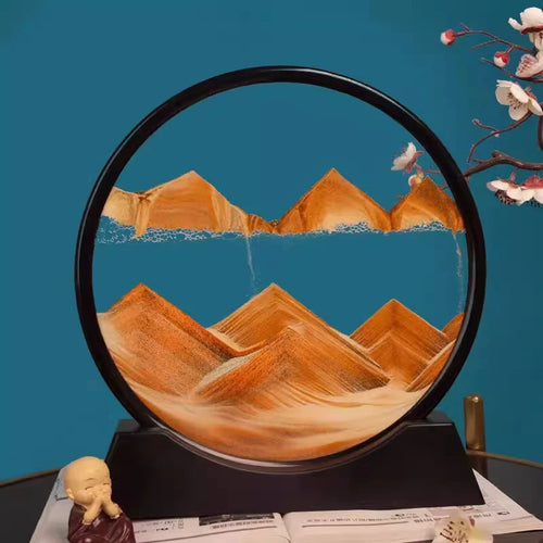 3D Hourglass Quicksand Moving Sand Art Picture Round Glass Deep Sea