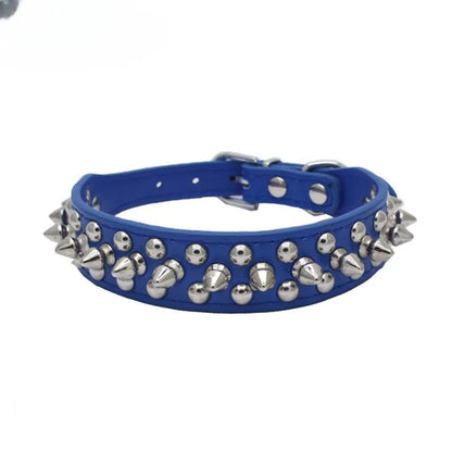 Adjustable Leather Pet Dog collar Neck Strap Supplies PU Leather Punk