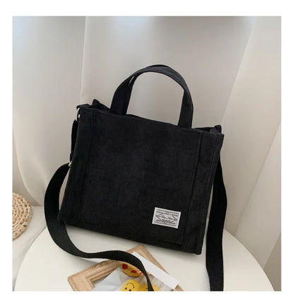 Women Handbag Simple Corduroy Portable Large Capacity HandBag Ins