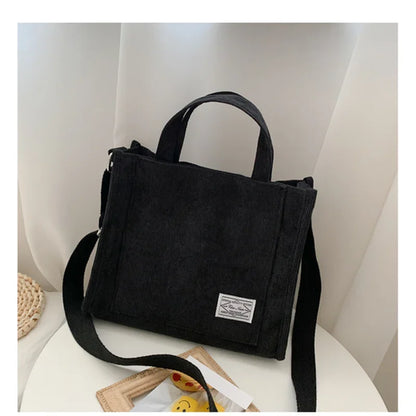 Women Handbag Simple Corduroy Portable Large Capacity HandBag Ins