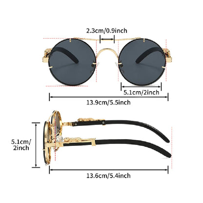 KAMMPT Vintage Round Sunglasses Men Fashion Double Bridge Multicolor