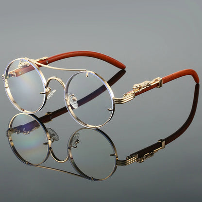 KAMMPT Vintage Round Sunglasses Men Fashion Double Bridge Multicolor