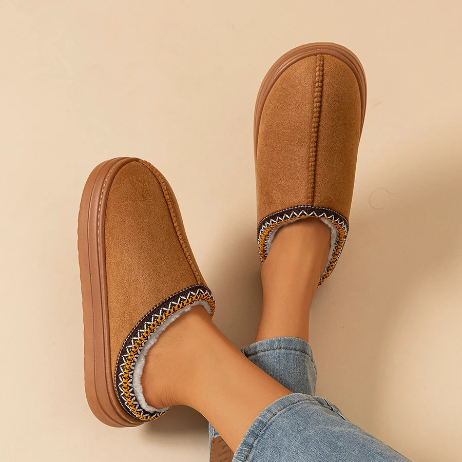 Winter Women's Slipper Fashion Fuzzy Fur Anti-slip Soft Sole Outdoor