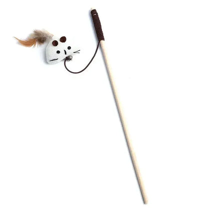 1PC Teaser Feather Toys Kitten Funny Colorful Rod Cat Wand Toys Wood