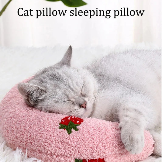 1PC Little Pillow for Cats, Ultra Soft Fluffy Pet Calming Toy Half