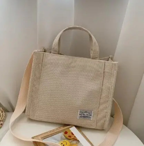 Women Handbag Simple Corduroy Portable Large Capacity HandBag Ins