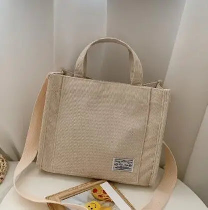 Women Handbag Simple Corduroy Portable Large Capacity HandBag Ins