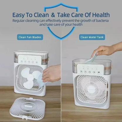 3 In 1 Portable Humidifier Fan Mini Air Conditioners USB Mini fan LED