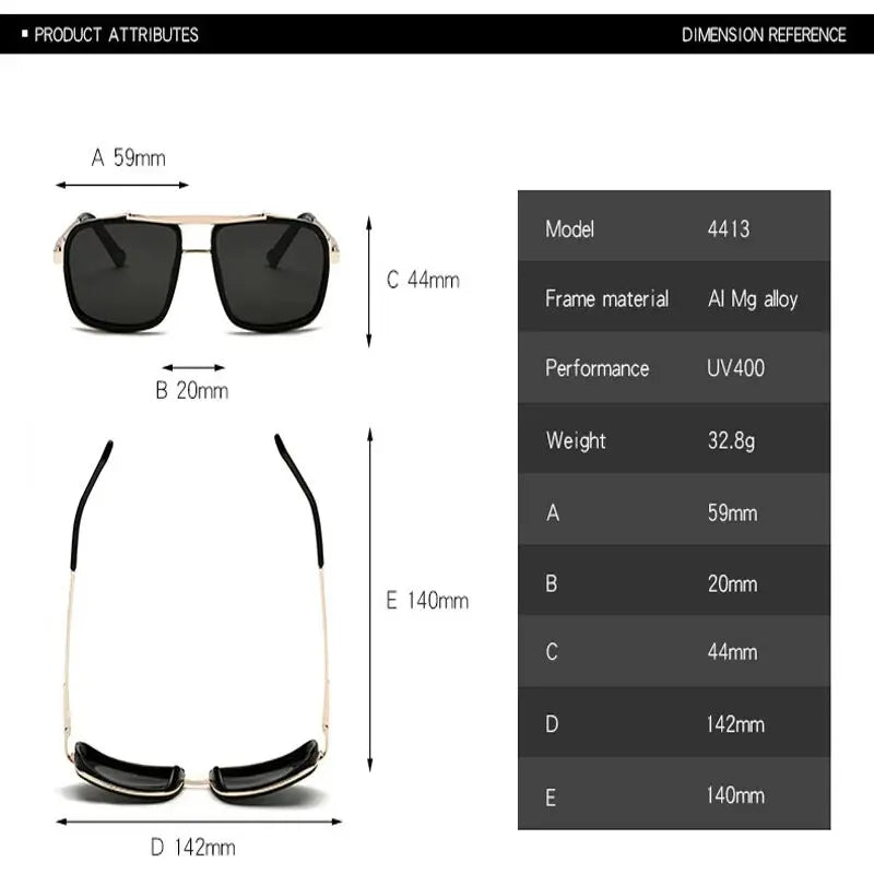 New Sunglasses Punk Sunglasses New Men's Square Uv400 Twin-beam