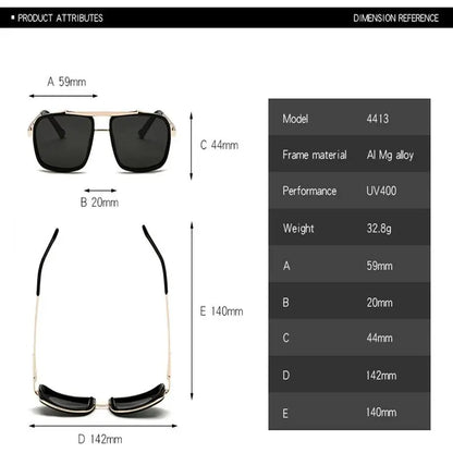 New Sunglasses Punk Sunglasses New Men's Square Uv400 Twin-beam
