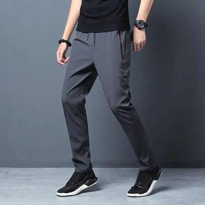 Men's Casual Pants Straight Slim Fit Elastic Waist Jogger Korean