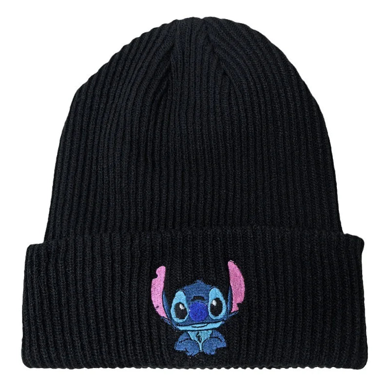 Stitch Knit Hat Cartoon Embroidered Benie Cap Cute Unisex Warm