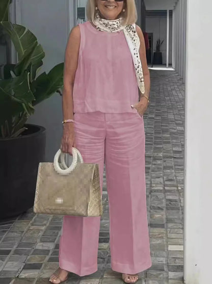 Conjuntos Para Mujeres 2 Piezas Outfit Linen Cotton Clothing Loose