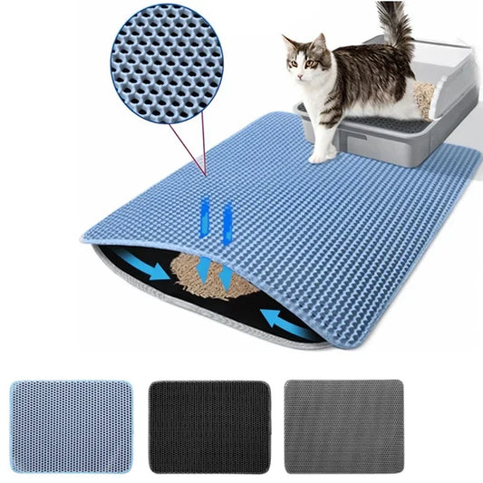 Cat Litter Mat Non Slip Big Pet Litter Box Filter Mat Double Layer