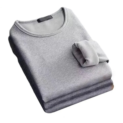 Winter Men's Long-sleeved Thermal Underwer T-Shirt Fleece Bottoming