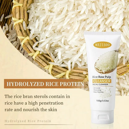 Rice Raw Pulp Facial Cleanser Face Wash Foam skincare Moisturizing